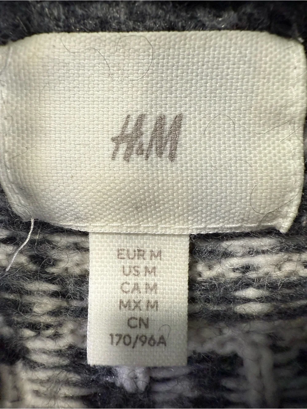 H&M Gray and White Fair Isle Turtleneck Sweater